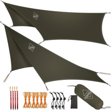 onewind Hammock brezentas Universalus stovyklavimo lietus Fly Ultralight didelis dangtelis pastogė su durimis Nešiojamas žiemos Bushcraft palapinė Visi priedai įtraukti