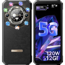 Blackview BL9000 Lauko mobilusis telefonas 5G, 24GB RAM 512GB ROM Dimensity 8020 Android 13 Lauko išmanusis telefonas be sutarties, 6,78 colių FHD + 1,32 colių galinis ekranas, 8800mAh/120W, 50MP + 50MP kamera,