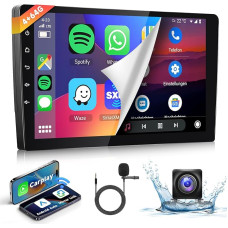 4+64G, 9.3 Inch Car Radio, 2 DIN Wireless Carplay, Android Car Mirror Link Touchscreen, Android 13 Radio FM/RDS with Bluetooth/WiFi/26 UI/Steering Wheel Control/GPS EQ MIC with AHD Reversing Camera