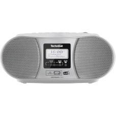 TechniSat Digitradio 1990 Stereo Boombox with DAB+/FM Radio and CD Player (Bluetooth Audio Streaming, Headphone Jack, USB, AUX In, Charging Function, Clock, 2 x 1.5 Watt Output Power) Silver.