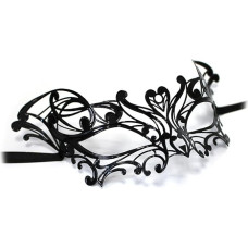 Unbespielt Original Venetian Mask Women's Metal Mask NINFA Handmade Black