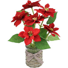 Flair Flower Artificial Flower Poinsettia in Pot Poinsettia Christmas Star Christmas Decoration Christmas Flower Artificial Flower Christmas Single Flower Branch X'mas Bouquet Gift Decoration Advent