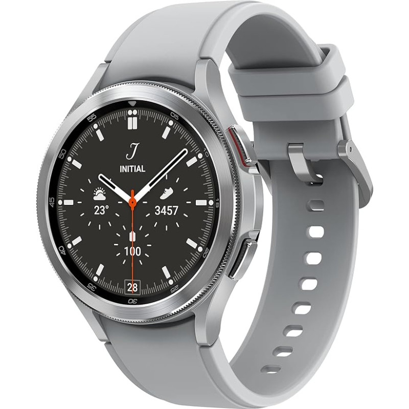 Samsung Galaxy Watch4 Classic Round Bluetooth Smartwatch Wear OS Rotating Bezel Fitness Watch Fitness Tracker 46 mm Silver