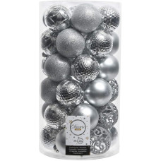 Tube of 37 Silver Christmas Tree Baubles with a diameter of 6 cm. Add a shiny and elegant touch to your Christmas decorations. Perfect for any style.