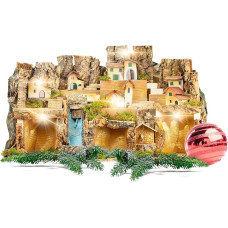 Avilia Napoletan Cork Nativity Scene 80 x 50 x 45 cm with Battery Operated Lights - Handmade from Strong and Durable Materials, Ideal for Magical Christmas Decorations in Anyone