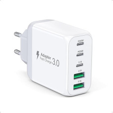 USB C Charger, 5-Port USB C Fast Charger Power Supply with QC&PD 3.0 USB C Charger Block, USB Multiple Plug Mobile Phone Charger Compatible with iPhone 16/15/14/13/12/Pro Max/Samsung/Google/Tablet