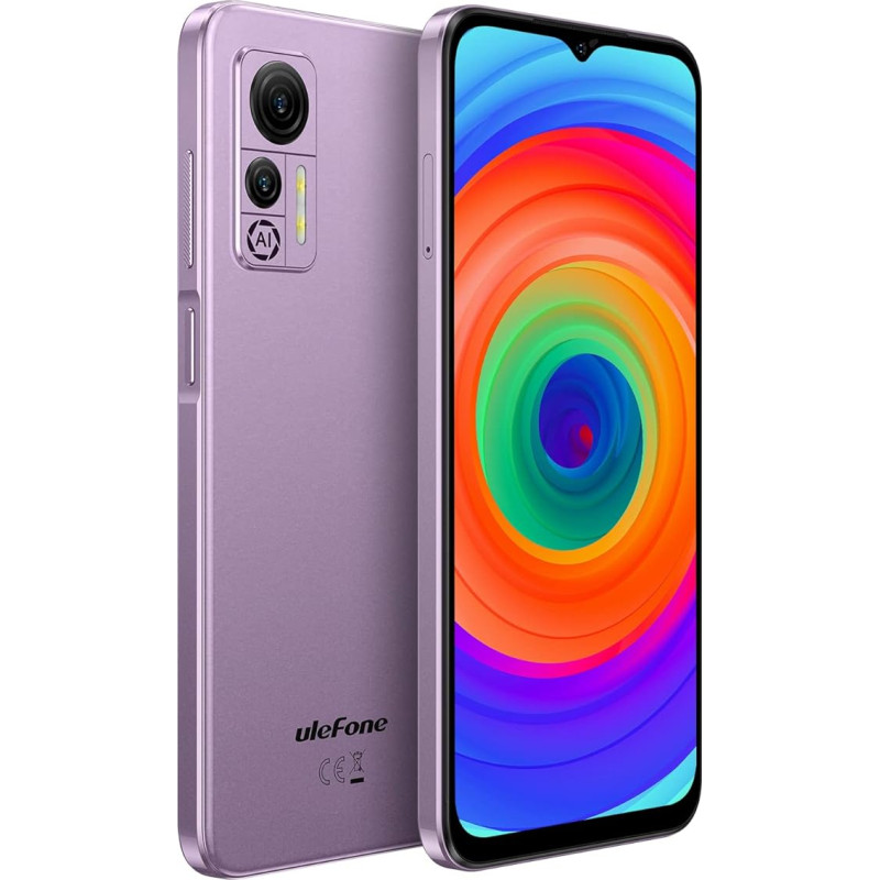 Ulefone Android 12 4G Smartphone without Contract Note 14, 3 Card Slot, Helio A22 Quad Core 3GB + 16GB, Dual SIM Mobile Phone, 6.52 Inch HD+, 8MP + 5MP Camera, 4500 mAh Battery, Face Unlock GPS Purple