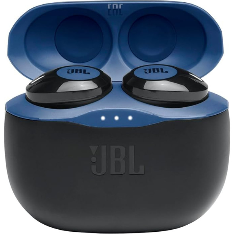 JBL Tune125 TWS In-Ear Bluetooth Headphones in Blue, Wireless Earphones with Built-in Microphone, Music Streaming up to 8 Hours on Just One Battery Charge - Includes Charging Case