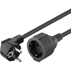 Goobay 93095 Gewinkeltes Strom Verlängerungskabel / Schutzkontakt Stecker 250V Schutzkontakt 10 Meter Stromkabel Verlängerung für Innenbereich / Schwarz / 10m