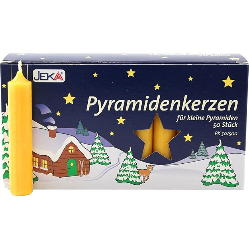 Pack of 16 Small Pyramid Candles, Natural, Approx. 14 x 74 mm (16 x 50 Pieces), Christmas Candles, Advent Candles, Christmas Tree Candles, Tree Candles, Candles