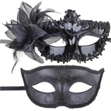 Fadcaer 2 x Masquerade Mask for Women Men Masquerade Mask Ball Mask Lace Venetian Mask Masks for Couples Venetian Party Dress Halloween Masks