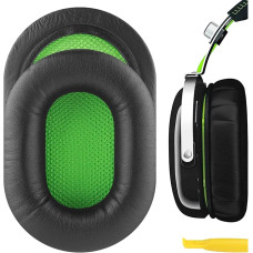 Geekria QuickFit Replacement Protein Leather Ear Pads for Razer BlackShark Stereo Gaming Headphones Ear Pads Repair Parts (Black/Green)