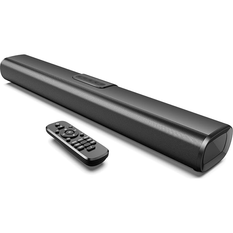 EnjoyNest Soundbar for TV, 24 Inch Smart TV Soundbar, 80W Bluetooth Home Audio Speaker with Bass & Surround Sound, PC Computer Soundbar with AUX/HDMI/Optical/USB Wall Mounting, 3EQs Remote Control