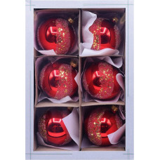 Vitbis Glass Baubles Set of 6 8 cm Diameter Handmade Perfect for Christmas Unique Collection for the Christmas Tree in Classic Red Colour