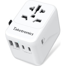 Travel Adapter Worldwide to US/UK/AUS/CN 224 Countries 2 USB-A and 3 USB-C Universal for EU USA UK Thailand China Australia Travel Adapter