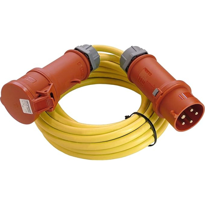 as - Schwabe High Current Extension Cable 10 m K35 AT-N07V3V3-F 5G4 - 400V/32A/6h/Approx. 22kW - Construction Site, Garden - 5-Pin Robust CEE Extension for Outdoor Use - IP44 - Made in Germany, 60705