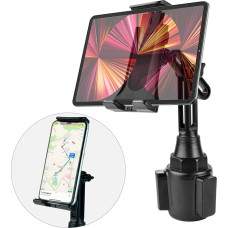 Tablet Holder Car Drink Holder, 2-in-1 Tablet and Mobile Phone Holder Car Cup Holder with Adjustable Arm for iPad Pro Air Mini, for Galaxy Tabs, iPhone, 4-11 Inch Mobile Phones and Tablets