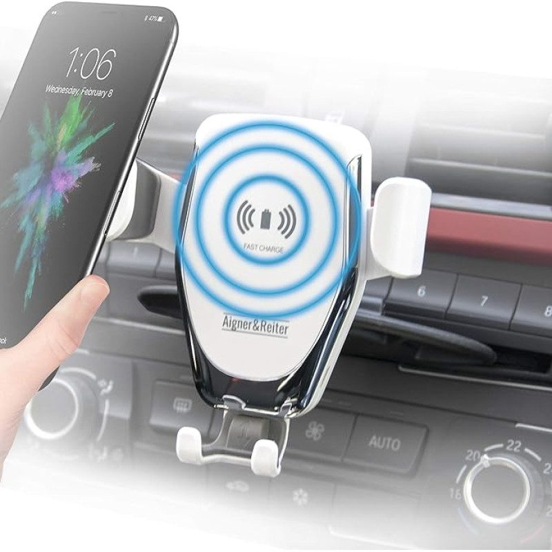 Car Mobile Phone Holder with Charging Function for CD Slot | Car Mobile Phone Holder with Induction Wireless Charger for CD Player | Compatible with All Smartphones with Qi Standard