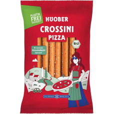 Huober Crossini Pizza, ekologiškos tešlos lazdelės su klasikiniais picos prieskoniais, birios ir pikantiškos, pakuotė be plastiko, 100 g