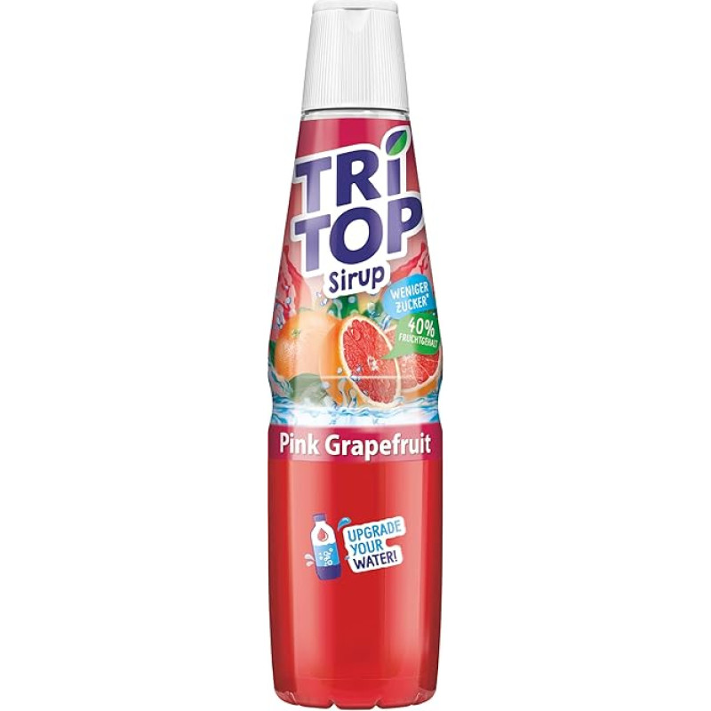 TRi TOP Pink Grapefruit Drink Syrup 1 x 600 ml Syrup for Water Carbonators 1 Bottle Makes Approx. 5 Litres Soft Drink