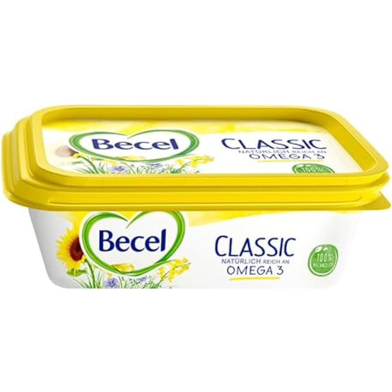 Becel Margarine Classic with Omega 3 | 100% Vegetable Vegan & Lactose Free | Diet Margarine in Cup 225 g | Ideal for a Cholesterol-Conscious Diet