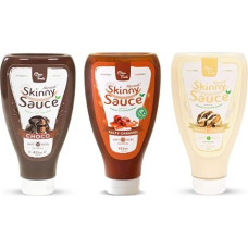 CleanFoods Almost Skinny Dessert Sauce 3 x 425 ml I Chocolate I Caramel I White Chocolate I Sauce e.g. for Ice Cream, Sweets, Pancakes, Waffles