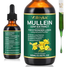 Mullein lašai, Mullein lapų ekstraktas, Mullein lapų ekstraktas, Mullein lapų lašai, Mullein lašai plaučiams, Vegetariškas - 60 ml