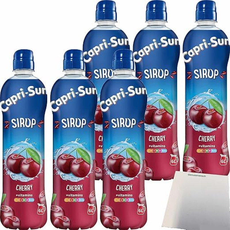 Capri Sun Syrup Cherry + Vitamins Pack of 6 (6 x 600 ml Bottle) + usy Block