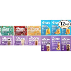 MORE mixed Protein- und Geschmackspulver Probenbundle, 12er Pack, aus Chunky Flavour, More Clear, More Protein, Protein Iced Coffee, ideal zum Muskelaufbau und -erhalt (Sorten können variieren)