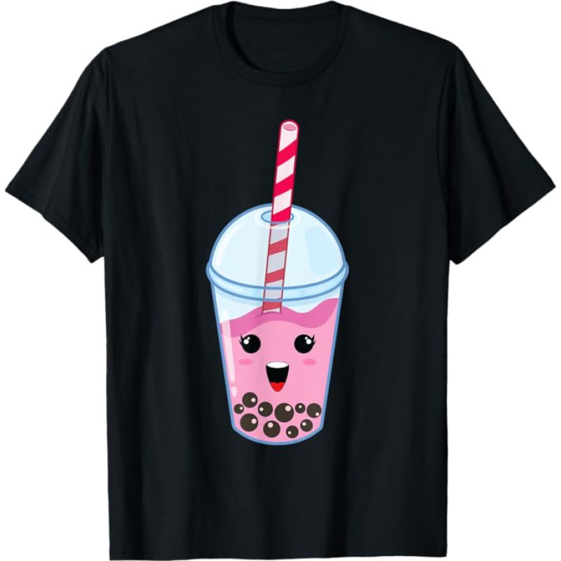 Kawaii Boba pieno arbata mielas braškių burbulinės arbatos mėgėjas Dovanų marškinėliai