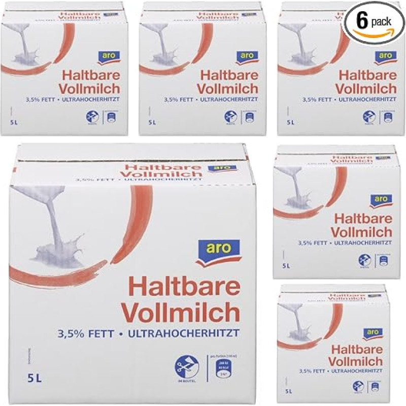 Arroo H-milk low-fat milk, 3.5 fat, durable milk, 5000 ml, pack of 6