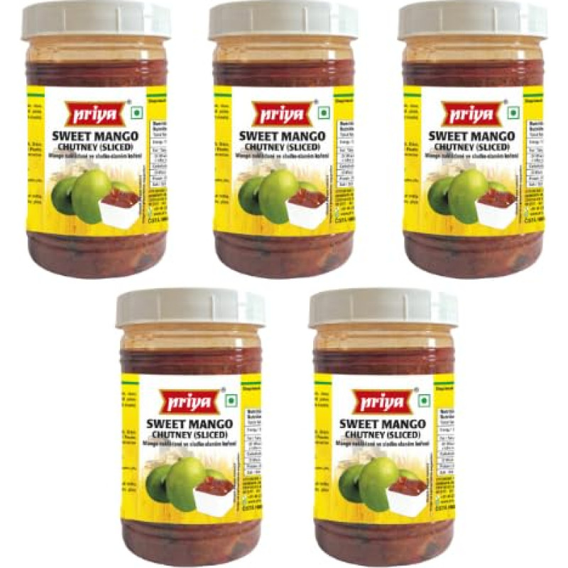 Priya Sweet Mango Chutney – PET-GLAS (Bündel mit 5 x 300 g)