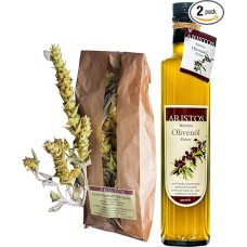 ARISTOS Set of Extra Virgin Cold-Pressed Variety Pure Naturally Cloudy Koroneiki Olive Oil 500 ml + Greek Mountain Tea Sideritis Scardica 25 g | 2 Pieces
