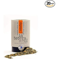 LA TETERA AZUL Premium Japanese Sencha Green Tea with Lemon, Licorice and Ginseng. Ginseng Green Tea. Bulk Bottle of 120 Grams Holds 48 Infusions