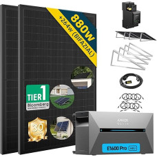 ALLDREI® Balcony Power Station with Storage Solix 2 Pro, Solar Bank E1600Pro All in One Power Storage 1.6 kWh with Inverter, Complete Set with 2 x 440 W Bifacial Solar Panel & Smart Counter & Holder x