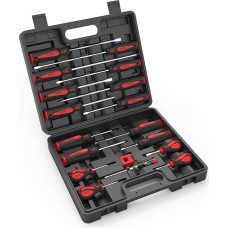 XOOL 18 Piece Magnetic Screwdriver Set, 7 Phillips & 9 Slotted Bits, Non-Slip Handle with Storage Case for Repairs & DIY Projects
