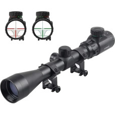 KinZon 3-9x40 optiniai optiniai šautuvai Mil-Dot tinklelis Raudonos ir žalios spalvos taikiniai su 