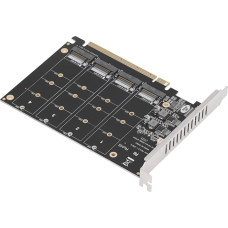 4 X 32Gbps PCIE X16 4-Port Expansion Card, M.2 NVME SSD to PCIE X16 Soft Raid Card, PH44 Desktop PC with Custom LED Display Controller Expansion Card for Win10