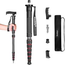 Manbily Carbon Fibre Camera Monopod 168 cm Monopod with Walking Stick Handle for Cameras Stand Portable Compact Hiking Poles Travel Monopod 6 Sections Max 7 kg for DSLR Video Video Camera