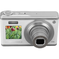 60 MP 4K Ultra HD skaitmeninis fotoaparatas su dvigubu ekranu, automatiniu fokusavimu, 10x optiniu priartinimu, apsauga nuo drebėjimo, nešiojamasis kompaktiškas fotoaparatas, skirtas naudoti lauke (baltas)