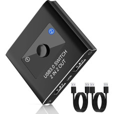 USB perjungiklis, USB 3.0 perjungiklis, 2 įėjimai ir 2 išėjimai, USB 3.0 perjungiklio selektorius, USB perjungiklis 2 kompiuteriams, dalijantis 2 įrenginius spausdintuvui, klaviatūrai, skaitytuvui, pelei, suderinamas su Mac/Linux/Win