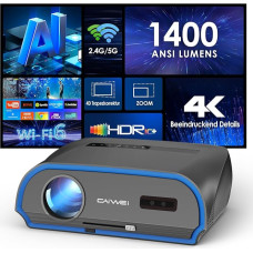 Outdoor Projector 4K with WiFi 6 Bluetooth 5.2 Android TV 1400 ANSI LED Projector Daylight Suitable FHD 1080P Native Home Cinema Ceiling LCD Projector with 4D Keystone Correction Zoom HDMI USB Quiet