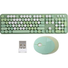 Wireless Keyboard and Mouse Combo, 2.4G Coloured Retro Round Keycaps Keyboard, 104 Keys / 1600 DPI Retro Keyboard Mouse Set - USB Receiver for XP / for Win 7 / for Win 8 /