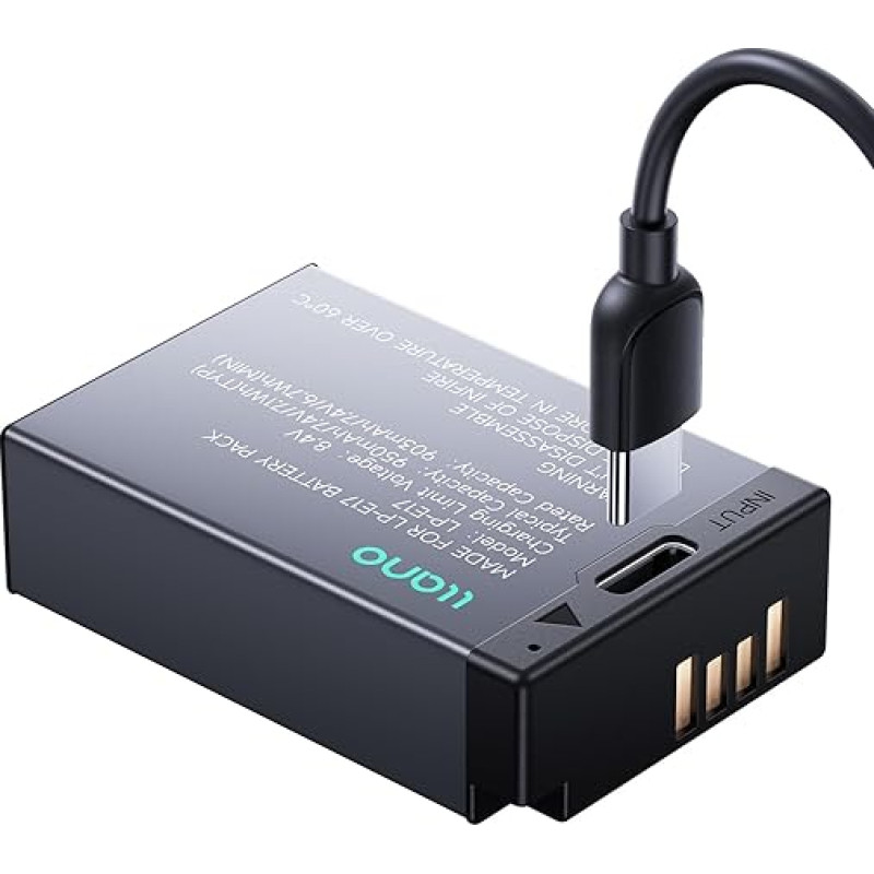 llano LP-E17 Battery (USB C Input) Replacement Battery Pack for Canon EOS R50 RP R10 R8,Rebel T8i, T7i, T6i, T6s, SL2, SL3, EOS M3, M5, M6, EOS 200D, 77D, 750D, 760D, 800D, 8000D Black