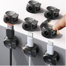 Cable Holder Self-Adhesive, Pack of 8 [Double Spring & Closure] Cable Organiser Cable Clips - Charging Cable Holder Desk Cable Management for Bedside Table / Car / Wall / Table, HDMI/USB/Audio
