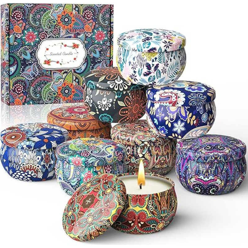 Dovanos moterims Kvapiųjų žvakių dovanų rinkinys - 9 dalių sojų vaško žvakių rinkinys Kalėdų dovanos, kvapiosios žvakės dovanos Ilgas degimo laikas moterims, motinoms, draugėms Valentino dienai, gimtadieniui