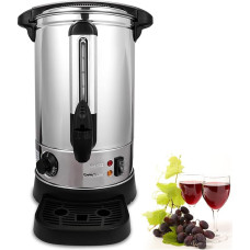 Vyno viryklė, 8 l vyno viryklė su čiaupo termostatu, 1500 W viryklė nerūdijančio plieno su vandens lygio indikatoriumi, reguliuojama 30-110 °C temperatūra,