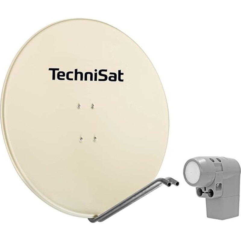 TechniSat SATMAN 850 Plus Satellite Dish for 8 Subscribers (85 cm Satellite Complete System, Mirror with Mast Mount and UNYSAT Universal Octo LNB in Weather Protection Housing) Beige
