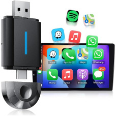 Hodozzy Wireless Car Play Adapter, Plug & Play Wireless CarPlay Adapter Dongle, 5.8 GHz WiFi Bluetooth Car to Wireless Connection to Wired CarPlay Cars, Suitable for Car Radio