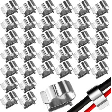 Pack of 30 Solar Panel Cable Clips, Solar PV Stainless Steel Cable Clamps, Pendant Wire Clips, Trailer Frame, Wire Clamps, Solar Module Fixation, for Laptop Ethernet Cable Office (2 x 2) (A 2)